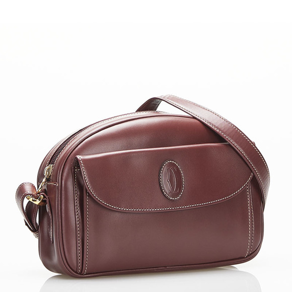 CARTIER mast line shoulder bag Bordeaux leather ladies - Picture 2 of 10